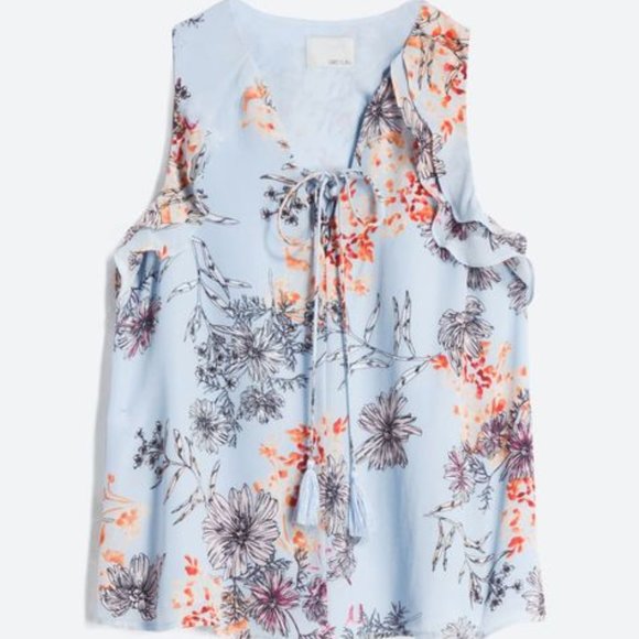GREYLIN Taylor Silk Lace-Up Blouse Blue Sz S - Picture 1 of 10